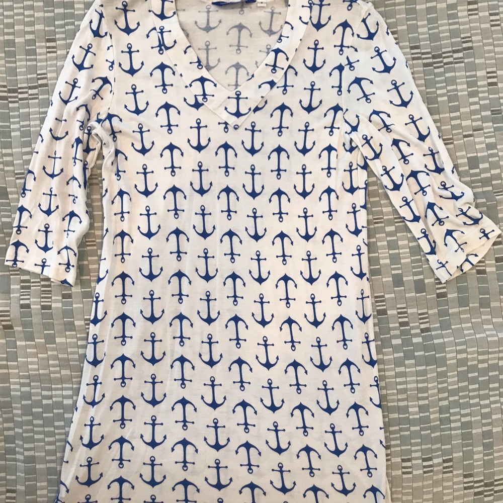 THREE ISLANDS sailor nautical swim coverup dress.